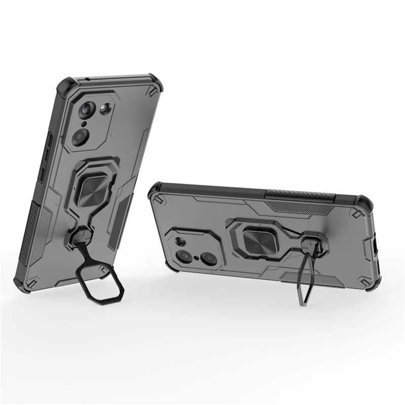 Bulk Purchasing For OnePlus Nord CE5 5G  /  Ace 5 Racing 5G Case Rotatable Ring Kickstand PC + TPU Shockproof Phone Cover - Black