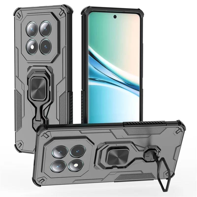 شراء بالجملة لحالة شاومي ريدمي نوت 15 5G (عالمي) / بوكو M8 5G مع حامل دوار وحلقة، غطاء واقي من البولي كربونات والمطاط الحراري مقاوم للصدمات - أسود