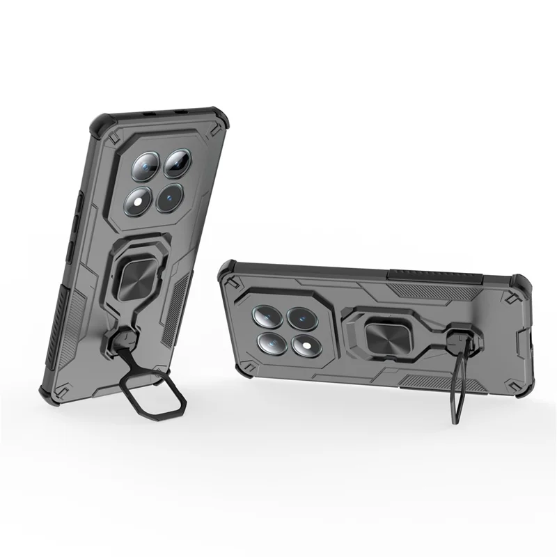 شراء بالجملة لحالة شاومي ريدمي نوت 15 5G (عالمي) / بوكو M8 5G مع حامل دوار وحلقة، غطاء واقي من البولي كربونات والمطاط الحراري مقاوم للصدمات - أسود