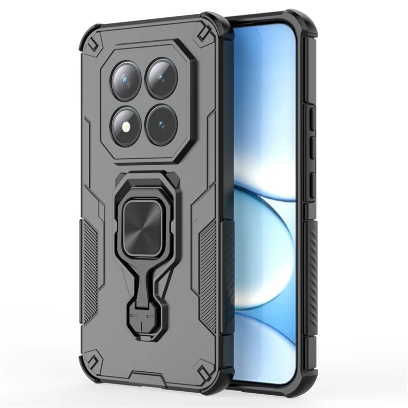 Köp i stort för Xiaomi Redmi Note 15 Pro+ 5G (Global) / Poco M8 Pro 5G hårddisk med roterbar ring och ställ PC + TPU chockabsorberande mobilskal - Svart