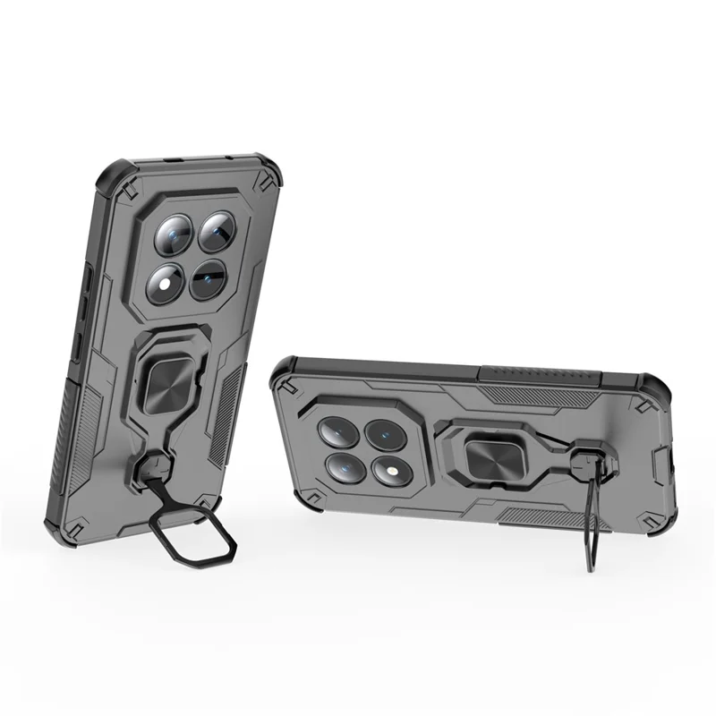 Köp i stort för Xiaomi Redmi Note 15 Pro+ 5G (Global) / Poco M8 Pro 5G hårddisk med roterbar ring och ställ PC + TPU chockabsorberande mobilskal - Svart