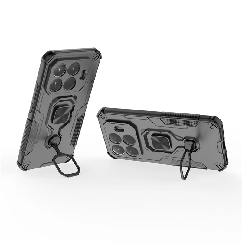 Großhandelskauf für Xiaomi 15T Pro Hülle, drehbarer Ringständer, PC + TPU stoßfester Handykoffer – Schwarz