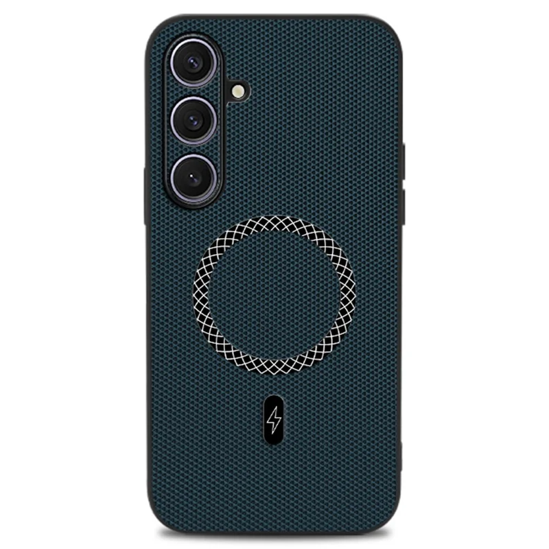 Чехол для Samsung Galaxy S25+ с текстурой треугольника из искусственной кожи, ударопрочный, ультратонкий чехол — синий