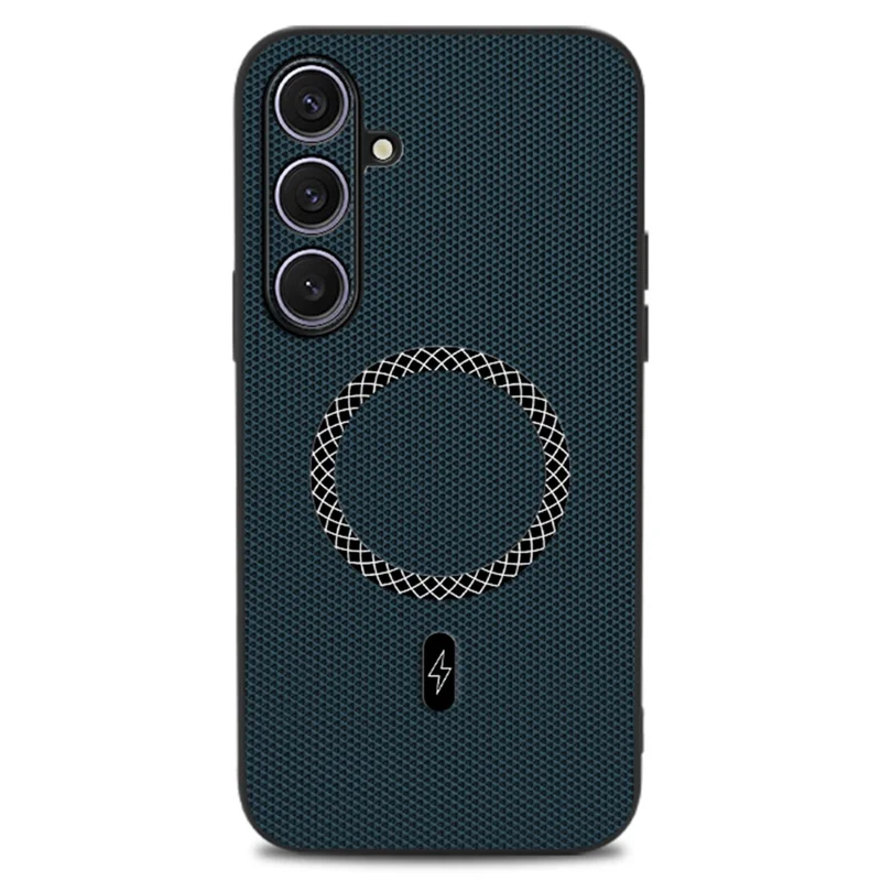 Voor Samsung Galaxy S25 Hoesje Driehoekstructuur PU Leer Stootvrij Ultradun Cover - Blauw