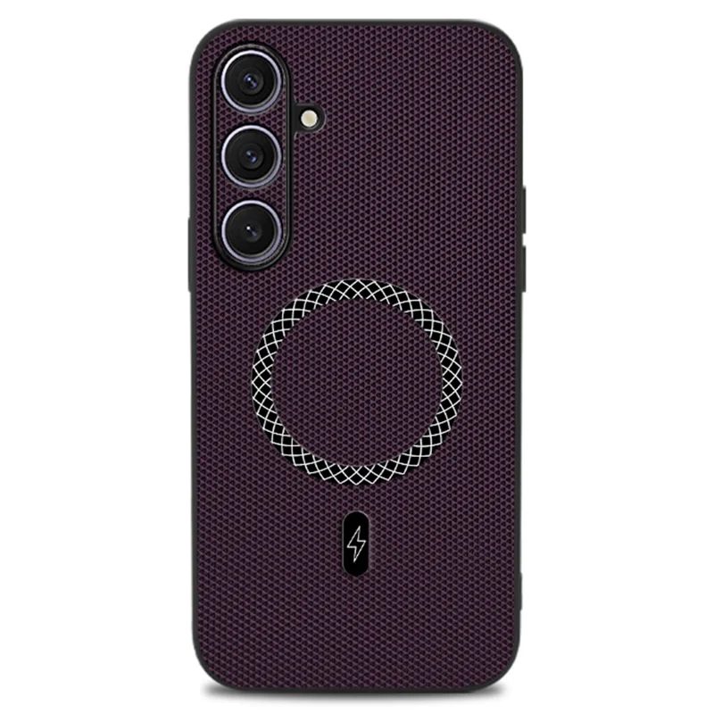 For Samsung Galaxy S25 Case Triangle Texture PU Leather Shockproof Ultra Thin Cover - Purple
