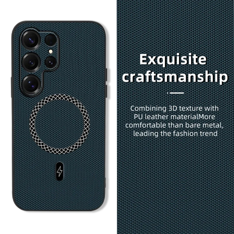 Für Samsung Galaxy S25 Ultra Hülle Dreieck-Textur PU-Leder stoßfest Ultra dünn Cover - Blau