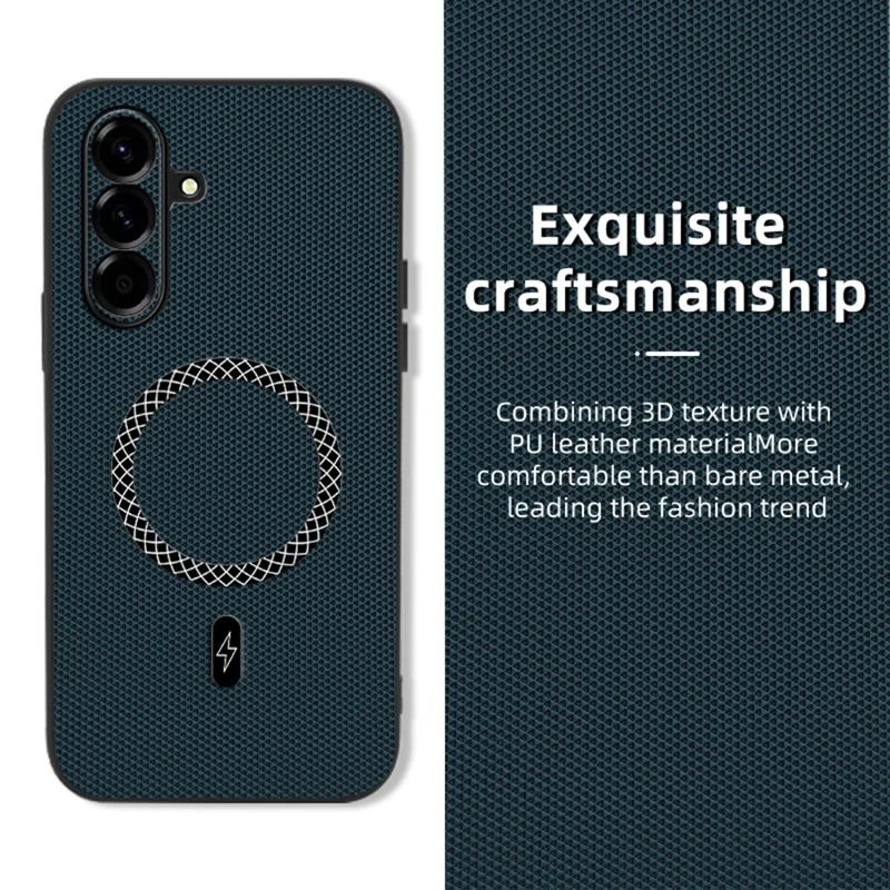 Hülle für Samsung Galaxy A56 5G / A36 5G Dreieck-Textur PU-Leder stoßfest ultraflach - Blau