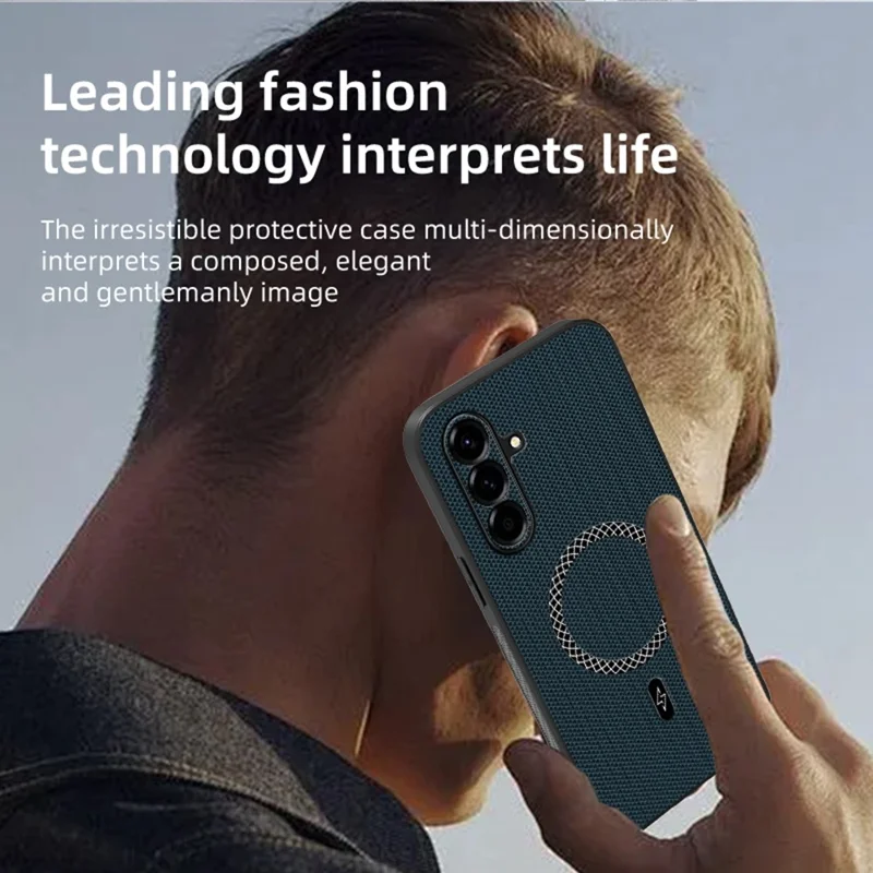 Hülle für Samsung Galaxy A56 5G / A36 5G Dreieck-Textur PU-Leder stoßfest ultraflach - Blau