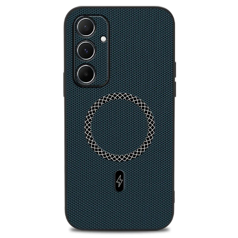 Für Samsung Galaxy A55 5G Hülle Dreieckstruktur PU-Leder Stoßfest Ultra Dünn Cover - Blau