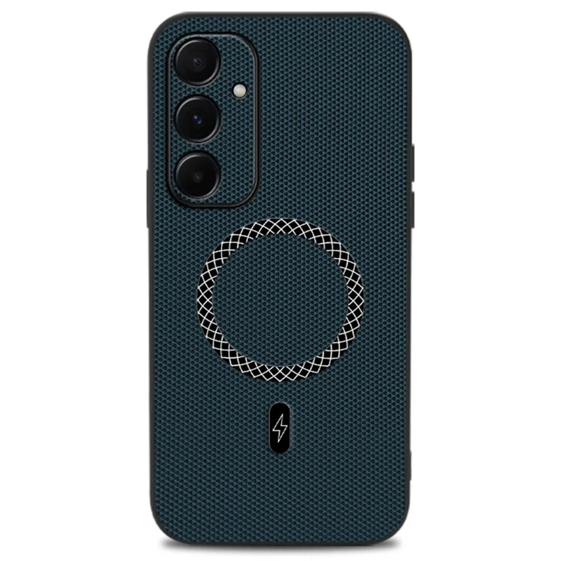 Capa Fina em Couro PU com Textura Triângulo e Proteção Anti-choque para Samsung Galaxy A35 5G - Azul