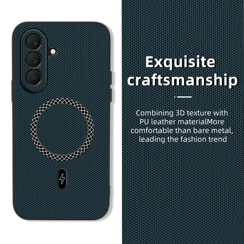 Cover per Samsung Galaxy A26 5G / A17 5G / A17 4G con Texture a Triangolo in PU Leather Antiurto Ultrasottile - Blu