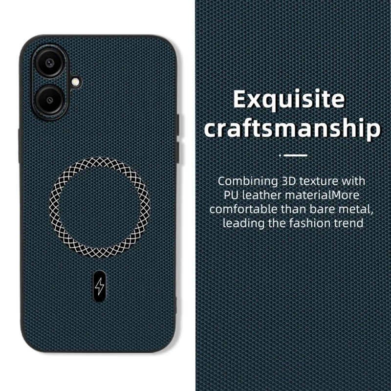 For Samsung Galaxy A06 4G Case Triangle Texture PU Leather Shockproof Ultra Thin Cover - Blue