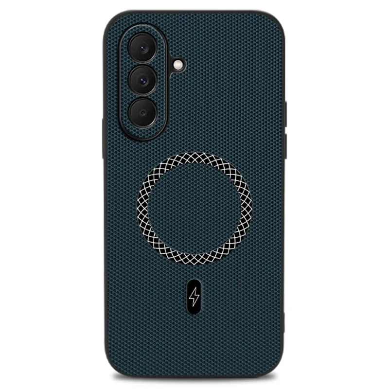 Capa para Samsung Galaxy A37 5G com Textura de Triângulo em Pele Sintética Resistente a Choques e Ultrafina - Azul