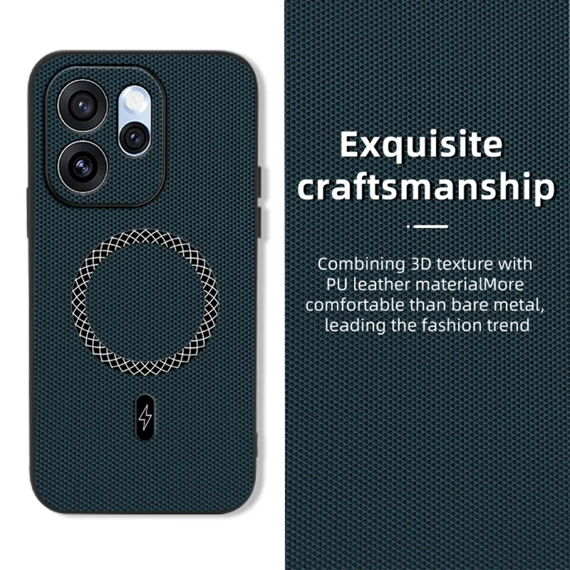 Case For Oppo Reno15 Pro 5G (Global)  /  Reno15 5G (China) Triangle Texture PU Leather Shockproof Ultra Thin Cover - Blue
