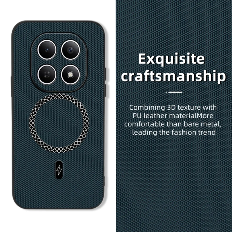 غطاء لهاتف شاومي بوكو M8 5G / ريدمي نوت 15 5G (نسخة عالمية) غطاء رفيع جدًا من جلد البولي يوريثان المطلي بنقشة مثلثية مقاوم للصدمات - أزرق