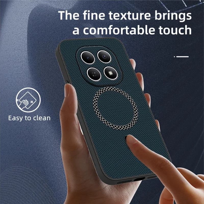 غطاء لهاتف شاومي بوكو M8 5G / ريدمي نوت 15 5G (نسخة عالمية) غطاء رفيع جدًا من جلد البولي يوريثان المطلي بنقشة مثلثية مقاوم للصدمات - أزرق