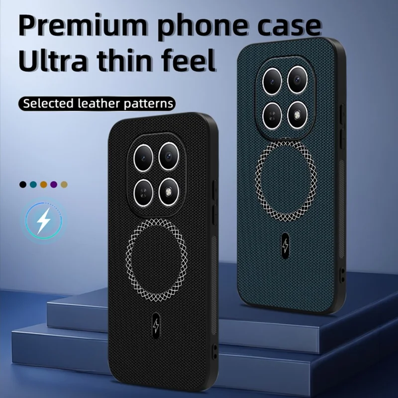 غطاء لهاتف شاومي بوكو M8 5G / ريدمي نوت 15 5G (نسخة عالمية) غطاء رفيع جدًا من جلد البولي يوريثان المطلي بنقشة مثلثية مقاوم للصدمات - أزرق