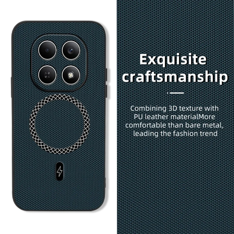 Cover per Xiaomi Redmi Note 15 4G (Global) con Texture Triangolari in PU Leather, Protezione Antiurto, Ultra Sottile - Blu