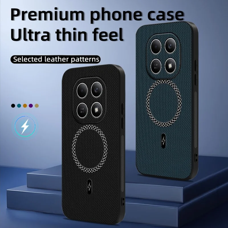 Cover per Xiaomi Redmi Note 15 4G (Global) con Texture Triangolari in PU Leather, Protezione Antiurto, Ultra Sottile - Blu