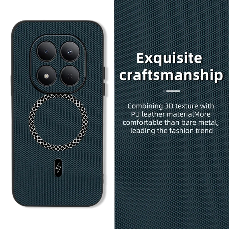 Funda para Xiaomi Redmi Note 15 Pro 5G (Global) con Textura de Triángulo, de Cuero PU, Ultrafina y a Prueba de Golpes - Azul