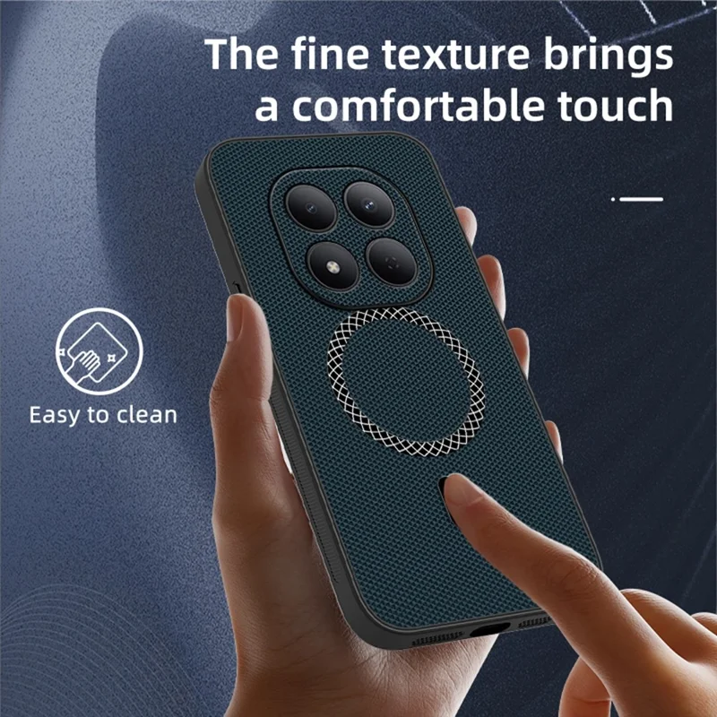 Funda para Xiaomi Redmi Note 15 Pro 5G (Global) con Textura de Triángulo, de Cuero PU, Ultrafina y a Prueba de Golpes - Azul