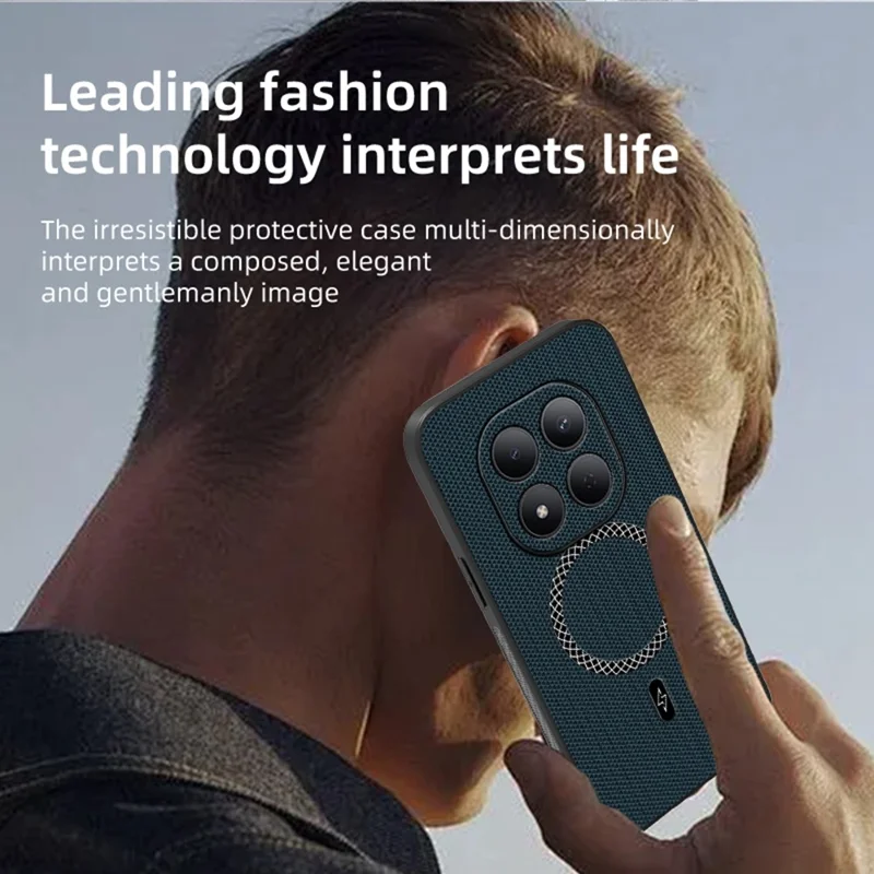 Funda para Xiaomi Redmi Note 15 Pro 5G (Global) con Textura de Triángulo, de Cuero PU, Ultrafina y a Prueba de Golpes - Azul