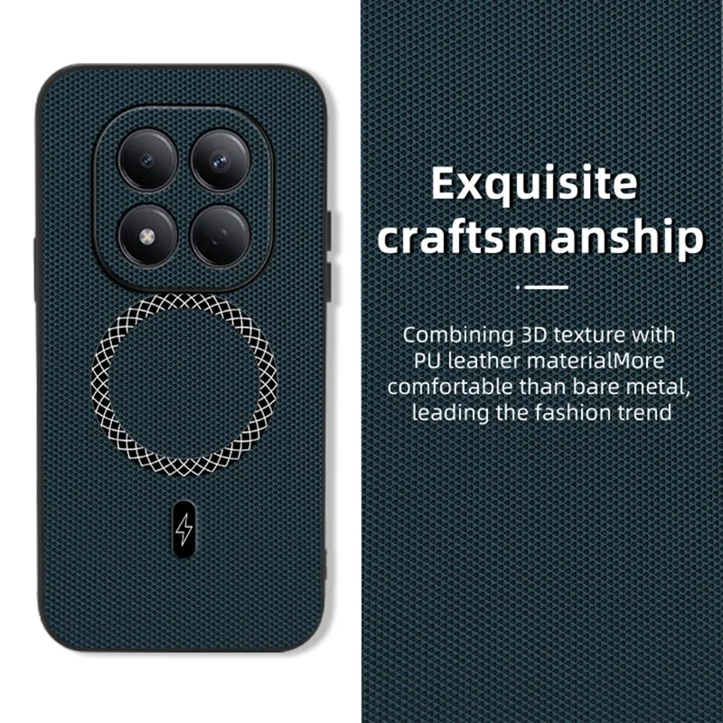 For Xiaomi Redmi Note 15 Pro 4G (Global) Case Triangle Texture PU Leather Shockproof Ultra Thin Cover - Blue