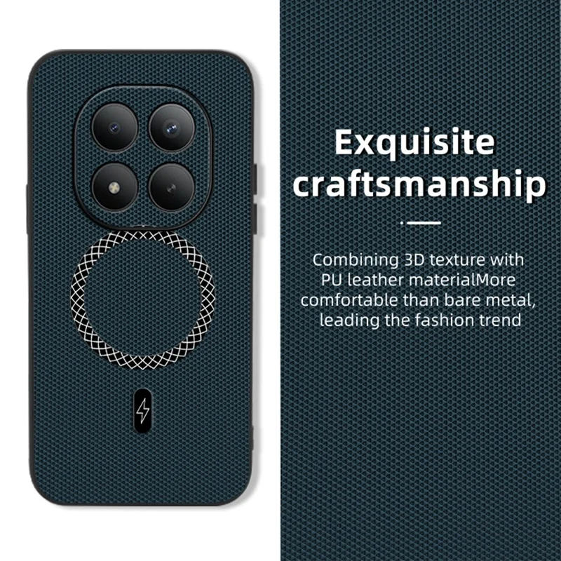 Чехол для Xiaomi Poco M8 Pro 5G / Redmi Note 15 Pro+ 5G (Глобальная версия) Треугольная текстура, искусственная кожа, ударопрочный, ультратонкий чехол - Синий