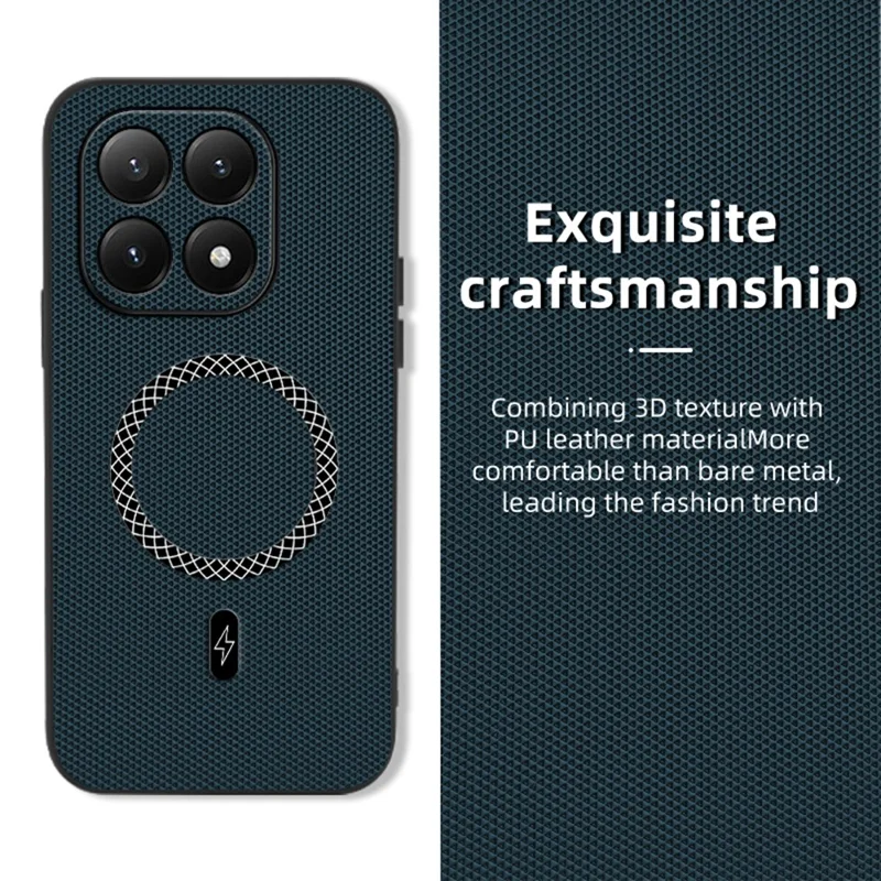 غطاء لهاتف شاومي 15T بتصميم مربع من جلد البولي يوريثان المضاد للصدمات وخفيف الوزن - أزرق