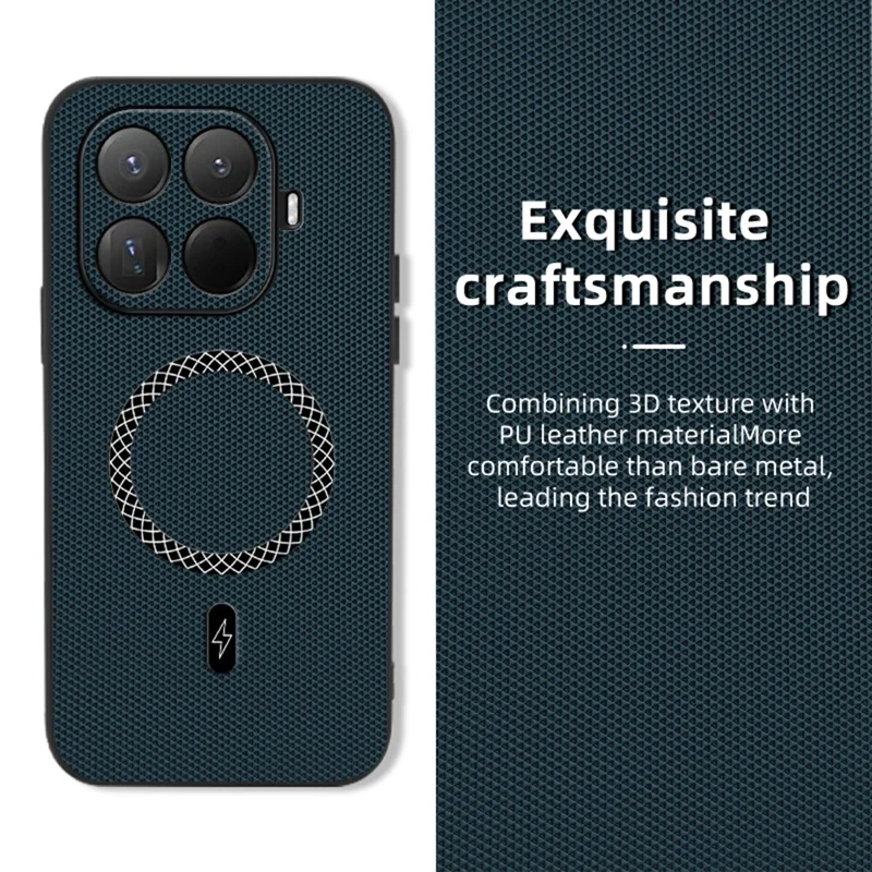 Für Xiaomi 15T Pro Hülle Dreieckstruktur PU-Leder Stoßfest Ultra Dünn Cover - Blau