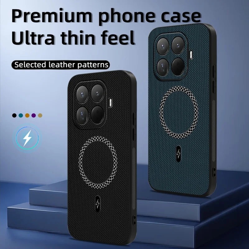 Für Xiaomi 15T Pro Hülle Dreieckstruktur PU-Leder Stoßfest Ultra Dünn Cover - Blau