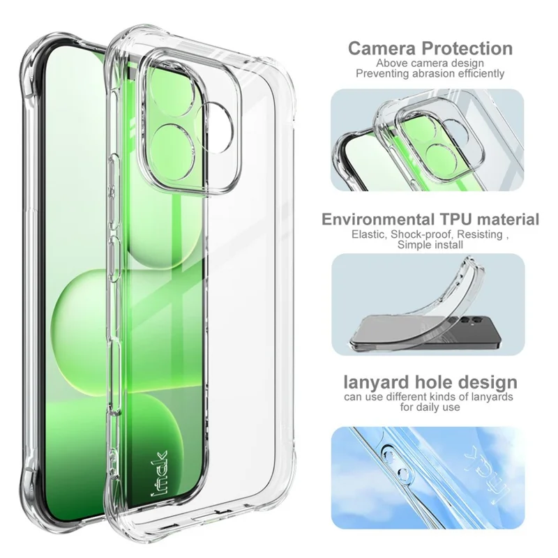 IMAK For Honor 600 Lite 5G Case TPU Phone Cover Airbag Shockproof Protection - Transparent