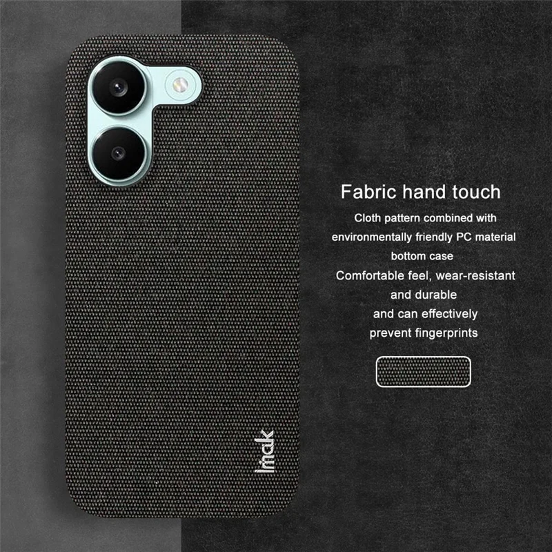 IMAK Ruiyi Series for Xiaomi Redmi Turbo 5 5G  /  Poco X8 Pro 5G Case Fabric Texture Leather + PC Phone Back Cover - Black