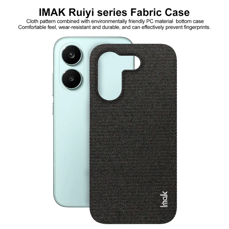 IMAK Ruiyi Series for Xiaomi Redmi Turbo 5 5G  /  Poco X8 Pro 5G Case Fabric Texture Leather + PC Phone Back Cover - Black
