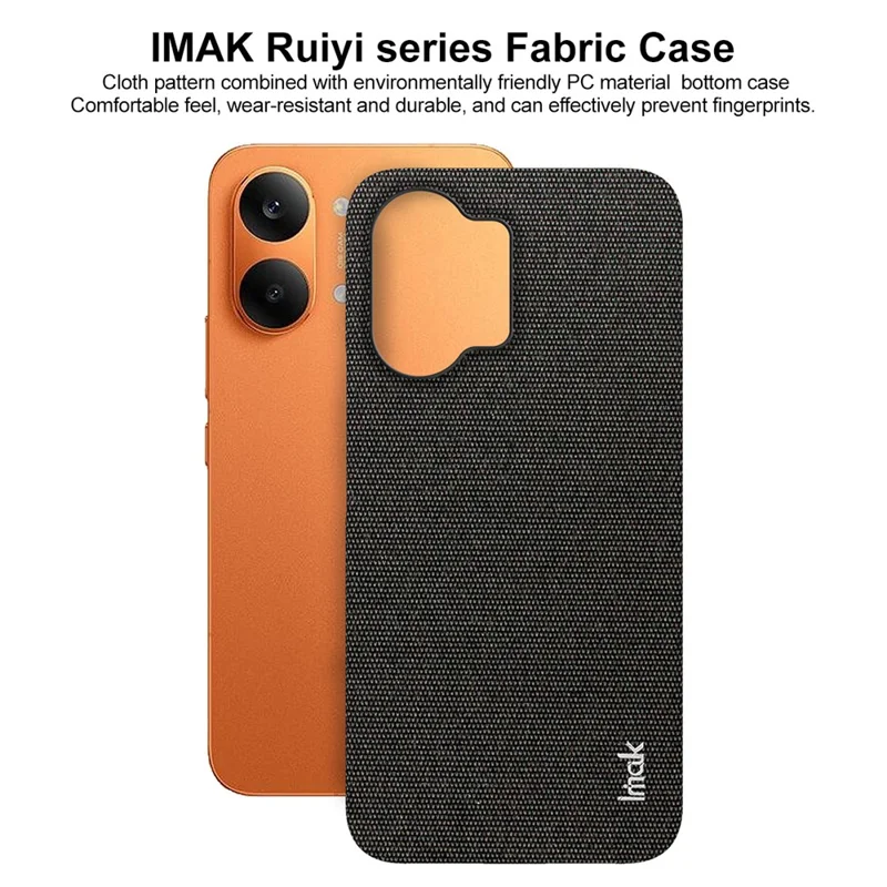 IMAK Ruiyi Series for Xiaomi Redmi Turbo 5 Max 5G  /  Poco X8 Pro Max 5G Case Fabric Texture Leather + PC Phone Back Cover - Black