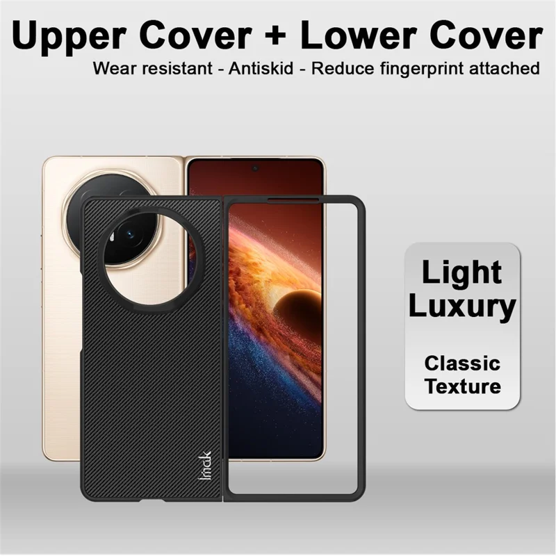 IMAK Ruiyi Series for Honor Magic V6 5G Case Carbon Fiber Texture Leather + PC Phone Cover