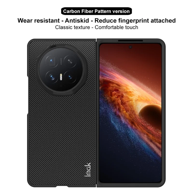 IMAK Ruiyi Series for Honor Magic V6 5G Case Carbon Fiber Texture Leather + PC Phone Cover