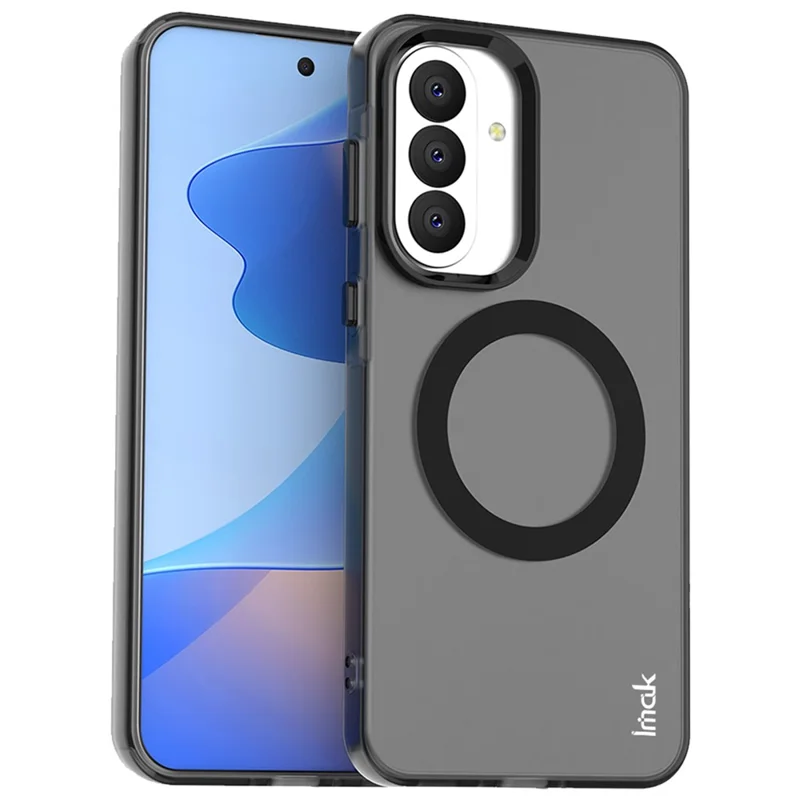 IMAK For Samsung Galaxy A37 5G Magnetic Case Candy Color Anti Drop TPU + PET Back Cover - Black