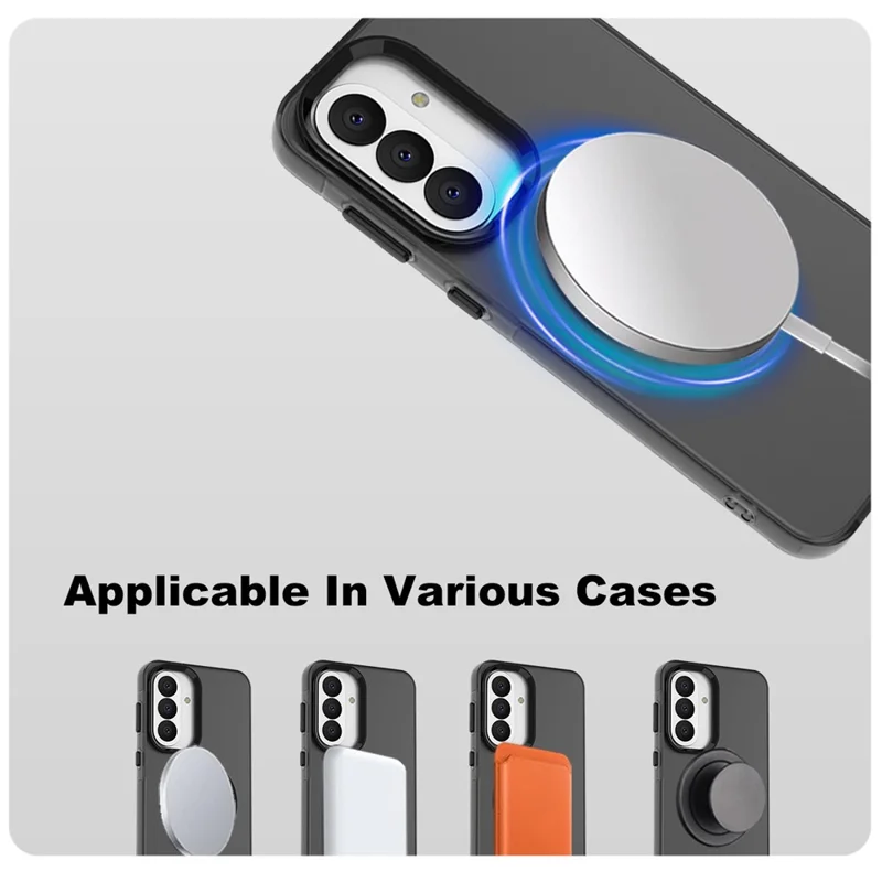 IMAK For Samsung Galaxy A37 5G Magnetic Case Candy Color Anti Drop TPU + PET Back Cover - Black
