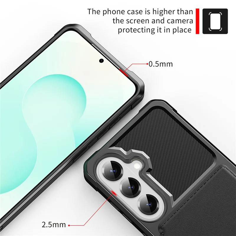 Capa para Samsung Galaxy A37 5G com Suporte para Cartões em Pele PU + TPU - Preto