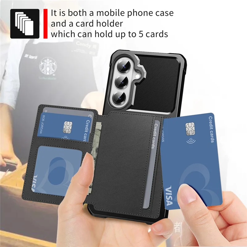 Cover per Samsung Galaxy A57 5G con Portatessere in Pelle PU + TPU - Nero