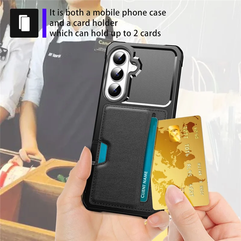 For Samsung Galaxy A57 5G Case Card Slot Leather + TPU Defender Phone Cover - Black