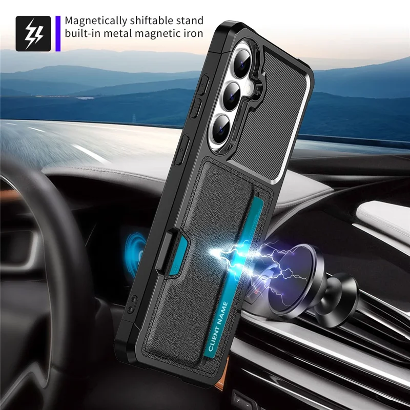 For Samsung Galaxy A57 5G Case Card Slot Leather + TPU Defender Phone Cover - Black