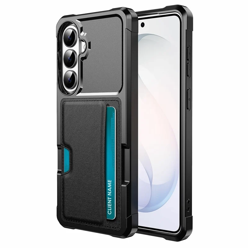For Samsung Galaxy A37 5G Case Card Slot Leather + TPU Defender Phone Cover - Black