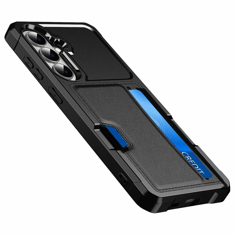 For Samsung Galaxy A37 5G Case Card Slot Leather + TPU Defender Phone Cover - Black