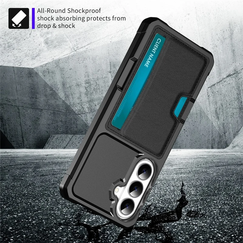 For Samsung Galaxy A37 5G Case Card Slot Leather + TPU Defender Phone Cover - Black