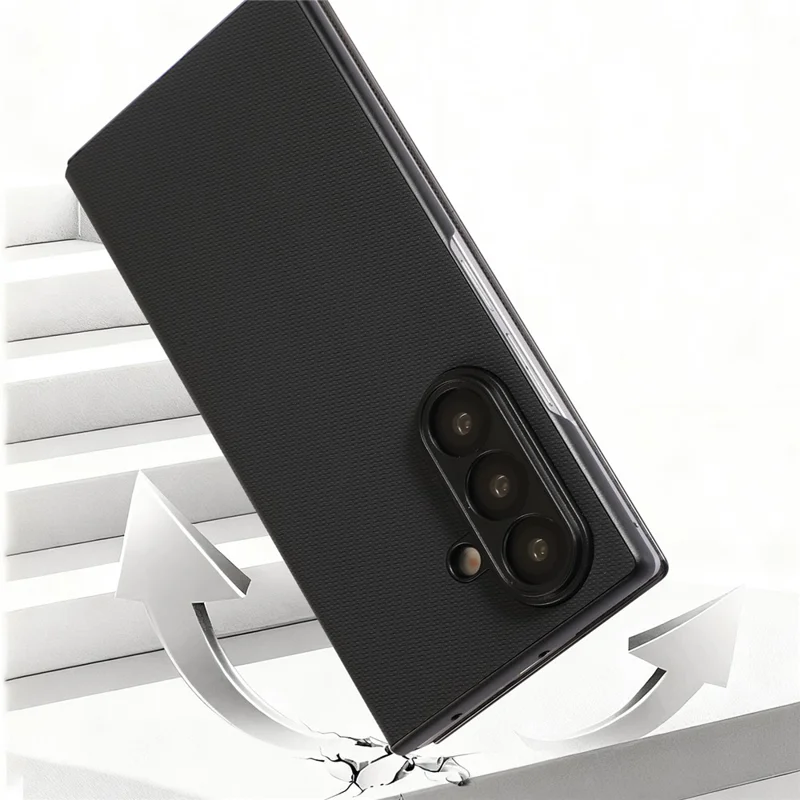 For Samsung Galaxy Z Fold7 5G Magnetic Phone Case PC + Technical Fabric Texture Wallet Flip Cover - Black