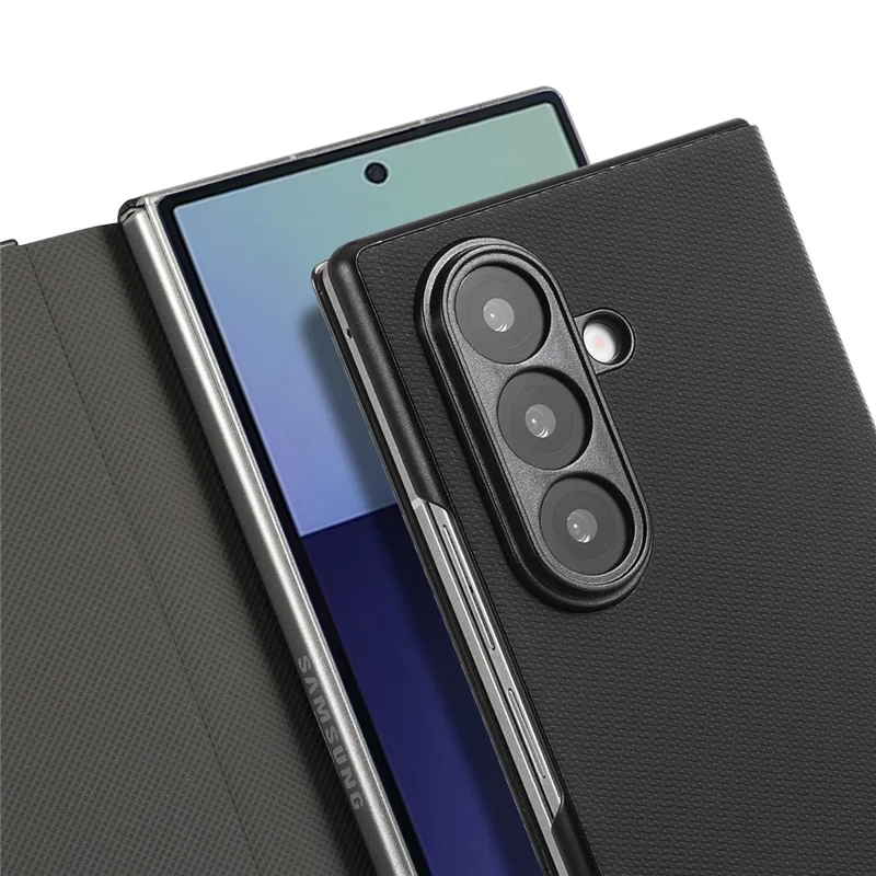 For Samsung Galaxy Z Fold7 5G Magnetic Phone Case PC + Technical Fabric Texture Wallet Flip Cover - Brown