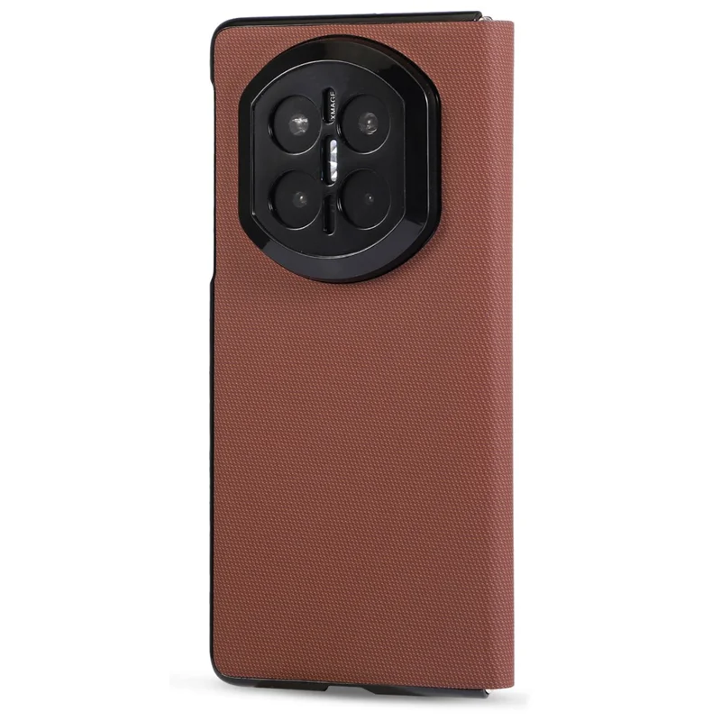 For Huawei Mate X7 Magnetic Phone Case PC + Technical Fabric Texture Wallet Flip Cover - Brown