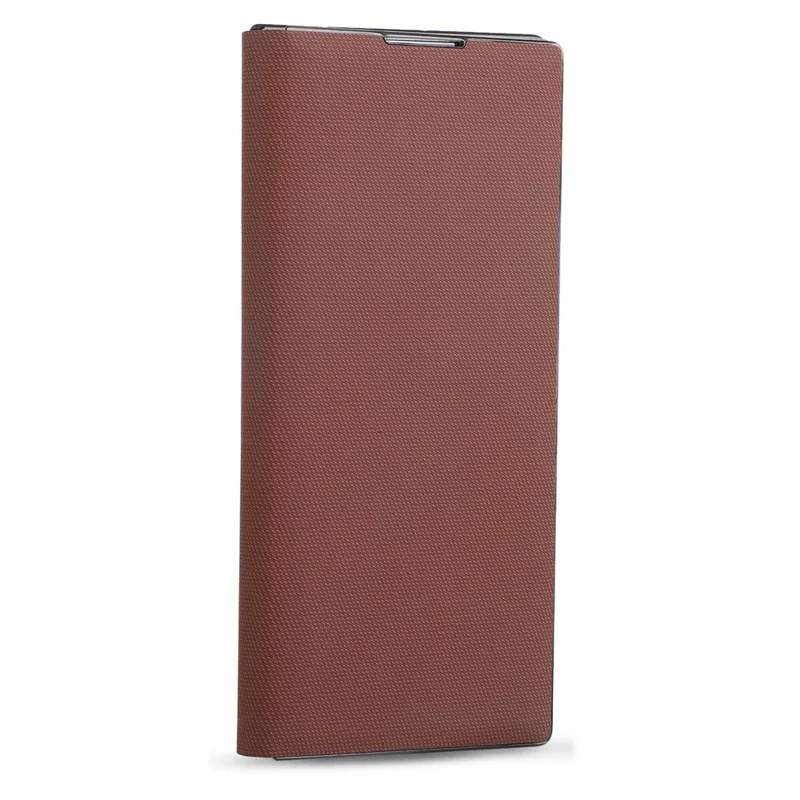 For Samsung Galaxy Z Fold7 5G Magnetic Case with 360° Rotating Ring Kickstand PC + Technical Fabric Cover - Brown
